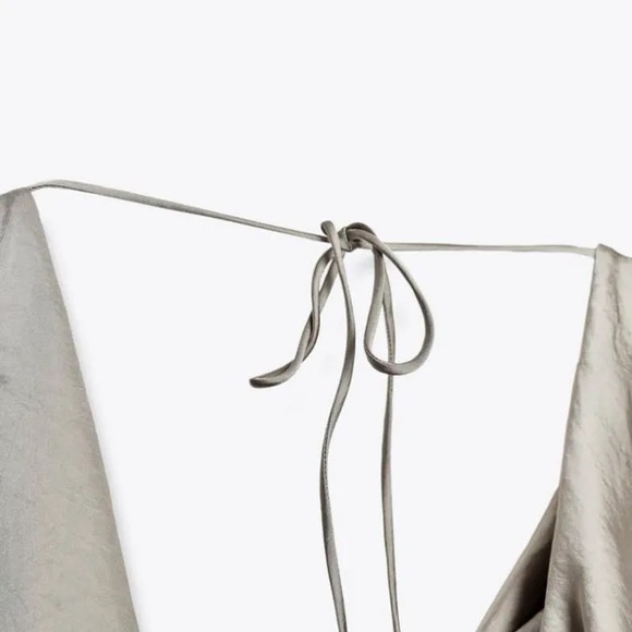 Zara Silver Bronze Satin Dress NWT carolyn bessette-kennedy - Picture 6 of 9